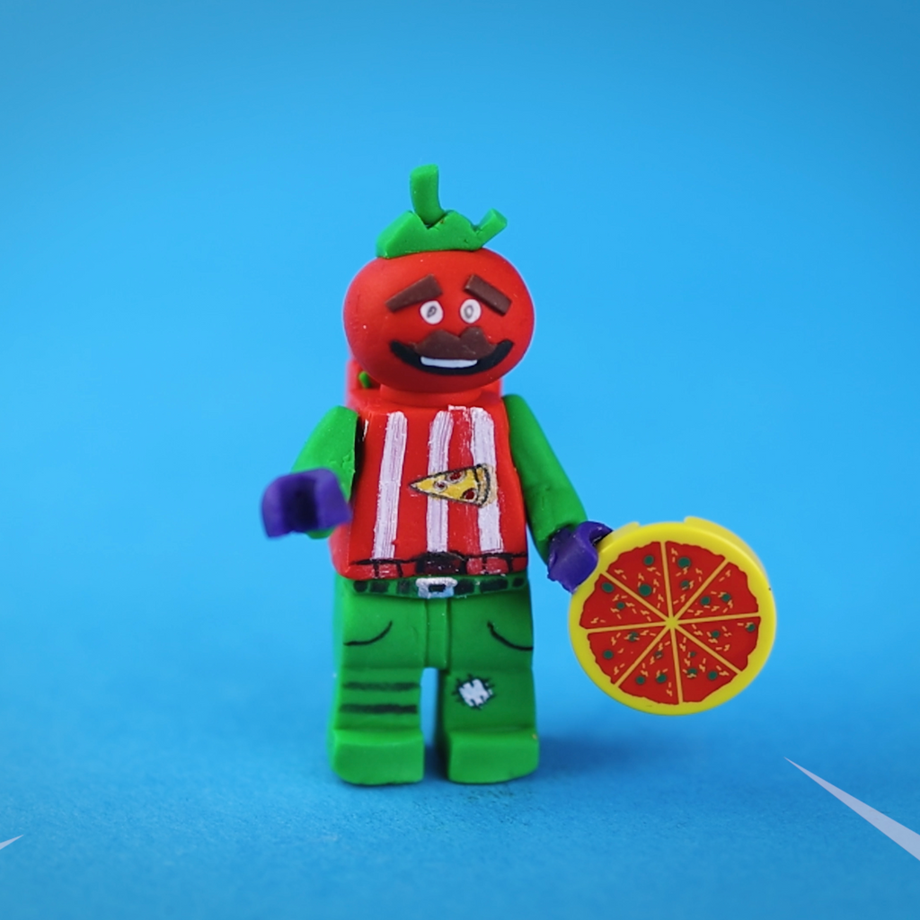 Tomato Head Fortnite X Lego Minifigure ORIGINAL ART ClayClaim